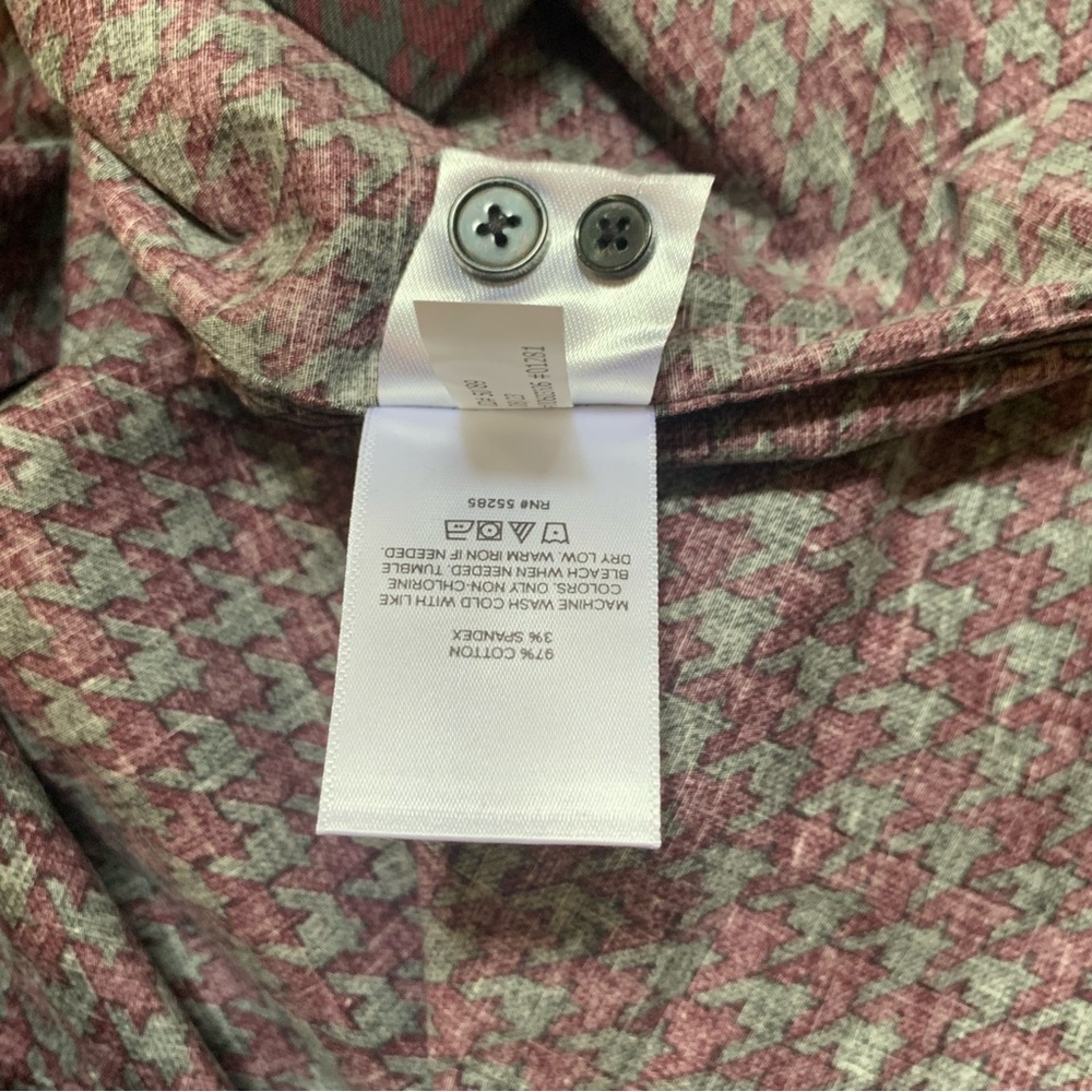 Express Burgundy and Grey Houndstooth Slim Fit Button -Down Shirt | M | NEW!! - Picture 6 of 10